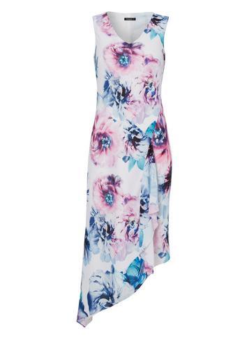 Dorothy Perkins *roman Originals White Floral Print Asymmetric Skater Dress