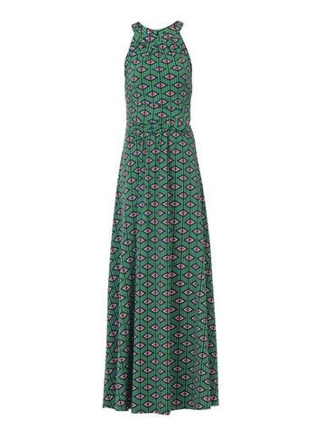 *jolie Moi Green Geometric Print Halter Neck Dress