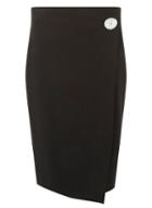 Dorothy Perkins Petite Black Button Wrap Skirt