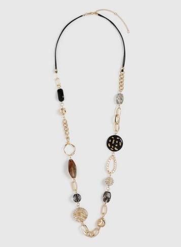Dorothy Perkins Black Resin Long Necklace