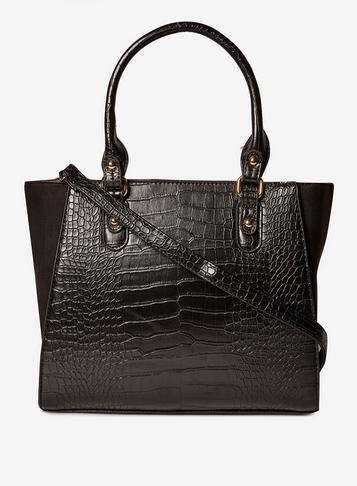 Dorothy Perkins Black Crocodile Wing Tote Bag