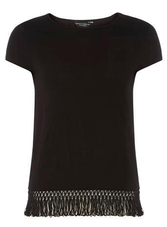 Dorothy Perkins Black Fringe Hem T Shirt