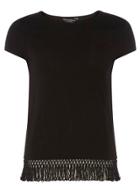 Dorothy Perkins Black Fringe Hem T Shirt