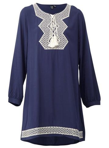 *izabel London Navy Tribal Smock Top