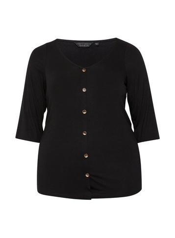 Dorothy Perkins *dp Curve Black V-neck Button Top