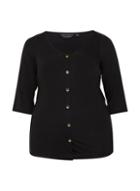 Dorothy Perkins *dp Curve Black V-neck Button Top
