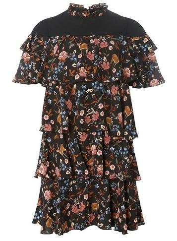 *vero Moda Black Mesh Floral Shift Dress