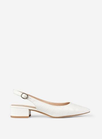 Dorothy Perkins White Pu Daphne Block Heel Court Shoes