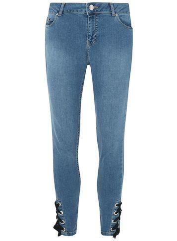 Dorothy Perkins Mid Wash Eyelet Hem 'darcy' Jeans