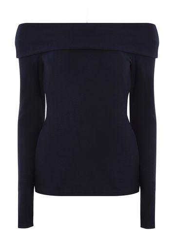 Dorothy Perkins Navy Ribbed Bardot Top