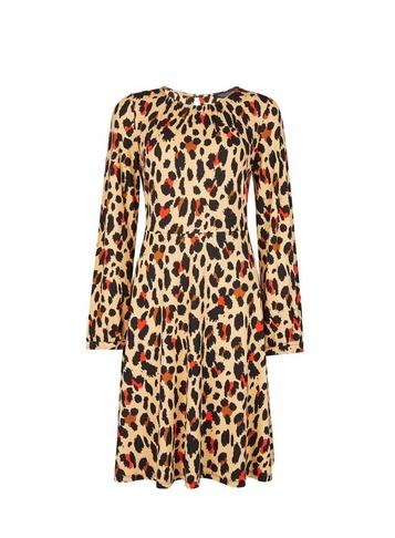 Dorothy Perkins Brown Animal Print Fit And Flare Dress