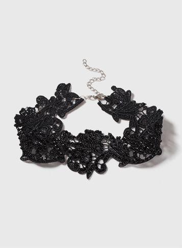 Dorothy Perkins Black Lace Choker Necklace
