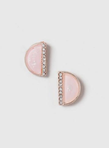Dorothy Perkins Rose Gold And Pink Half Circle Earrings