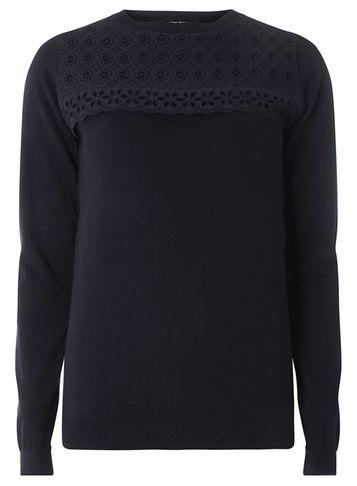 Dorothy Perkins Navy Broderie Yoke Jumper