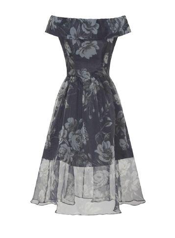 Dorothy Perkins *chi Chi London Blue Floral Organza Midi Dress