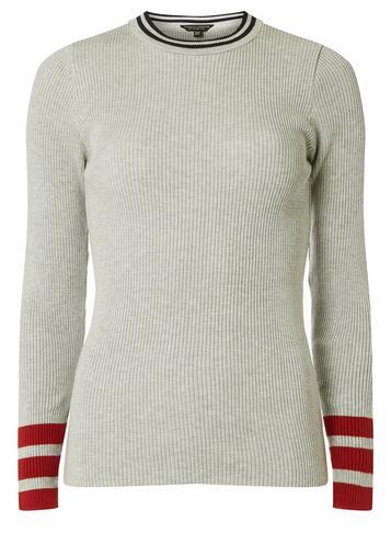 Dorothy Perkins Grey Striped Tip Ribbed Jumper