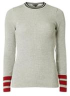 Dorothy Perkins Grey Striped Tip Ribbed Jumper