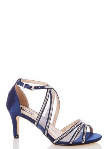 *quiz Wide Fit Blue Low Heel Sandals