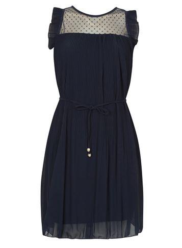 Dorothy Perkins *izabel London Navy Frill Pleated Skater Dress