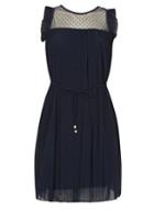 Dorothy Perkins *izabel London Navy Frill Pleated Skater Dress