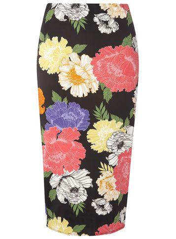 Dorothy Perkins Black Floral Pencil Skirt