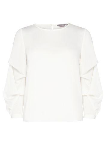 Dorothy Perkins Petite Ivory Tuck Detail Sleeve Blouse