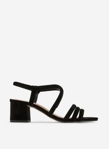 Dorothy Perkins Black Barby Triple Tubular Strap Heeled Sandals