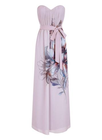 Little Mistress *blush Floral Print Bandeau Maxi Dress