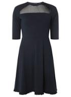 Dorothy Perkins Navy Mesh Insert Fit And Flare Dress