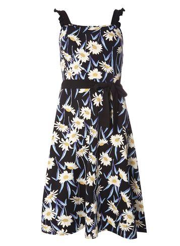 Dorothy Perkins *tall Black Daisy Print Ruffle Sundress