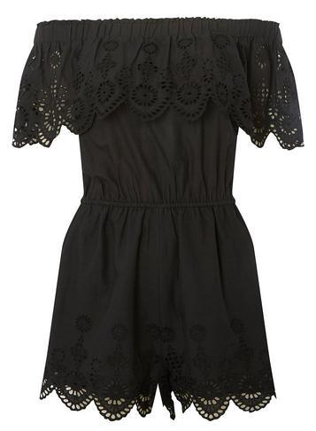 Dorothy Perkins *dp Beach Black Broderie Detail Playsuit