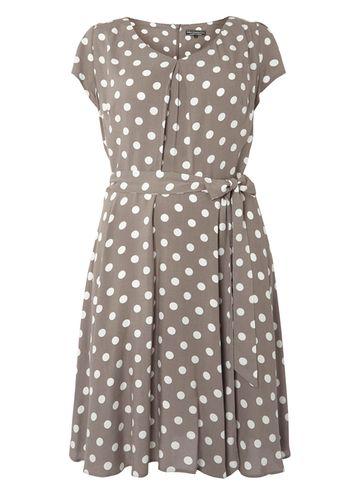 Dorothy Perkins *billie & Blossom Curve Grey Spot Fit And Flare Dress