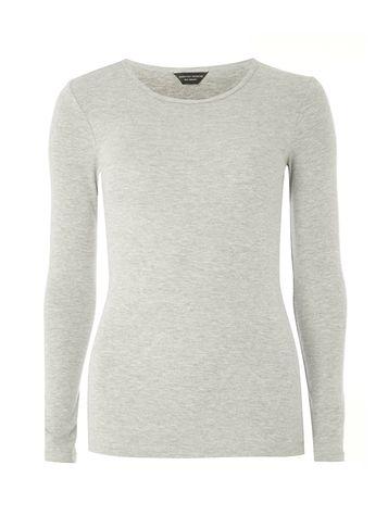 Dorothy Perkins Grey Long Sleeve Crew Neck T-shirt