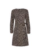 Dorothy Perkins Black Print Pleat Neck Fit And Flare Dress