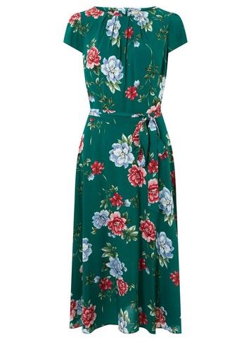 *billie & Blossom Tall Green Floral Print Midi Skater Dress