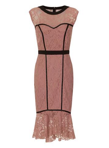 Dorothy Perkins *paper Dolls Soft Lace Panel Detail Bodycon Dress