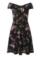 Dorothy Perkins Black Floral Print Bardot Dress