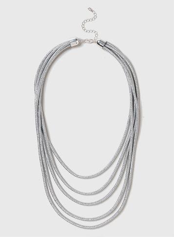 Dorothy Perkins Silver Cord Multi Row Necklace