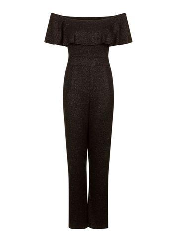 Dorothy Perkins *girls On Film Black Glitter Jumpsuit