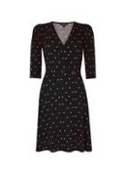 Dorothy Perkins Black Square Geometric Print Puff Sleeve Wrap Dress