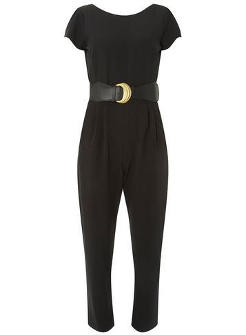 Dorothy Perkins Petite Black Belted Jumpsuit