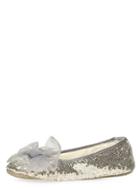 Dorothy Perkins Silver Sequin Bow Slippers