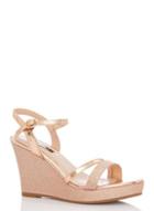 Dorothy Perkins *quiz Rose Gold Glitter Wedge Sandals
