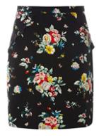 Dorothy Perkins *tall Black Floral Ruffle Mini Skirt