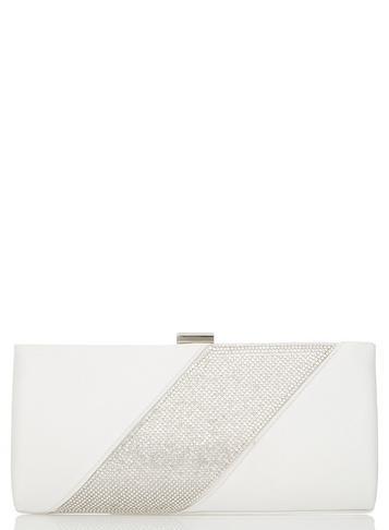 Dorothy Perkins *quiz White Satin Trim Clutch Bag