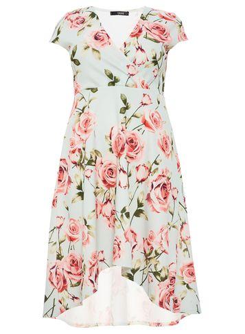 Dorothy Perkins *quiz Curve Mint And Pink Skater Dress