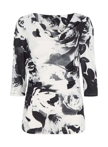 Dorothy Perkins *roman Originals Ivory Floral Print Cowl Neck Top