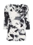 Dorothy Perkins *roman Originals Ivory Floral Print Cowl Neck Top