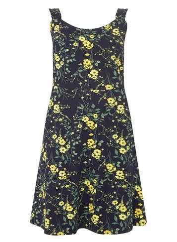 Dorothy Perkins *dp Curve Navy Poppy Floral Print Ruffle Skater Dress