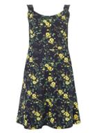 Dorothy Perkins *dp Curve Navy Poppy Floral Print Ruffle Skater Dress